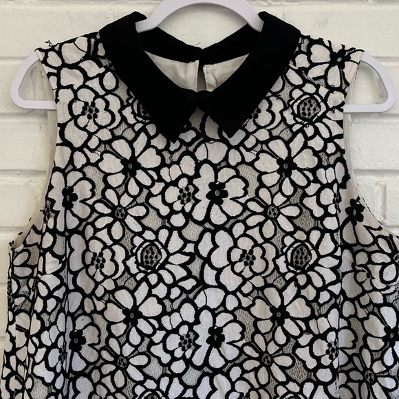 Nanette Lepore Black and White Lace Collared Shift Dress, SZ 12 EUC - Picture 4 of 8